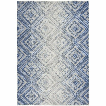 5 X 7 Ft. Ivory & Blue Lattice Area Rug